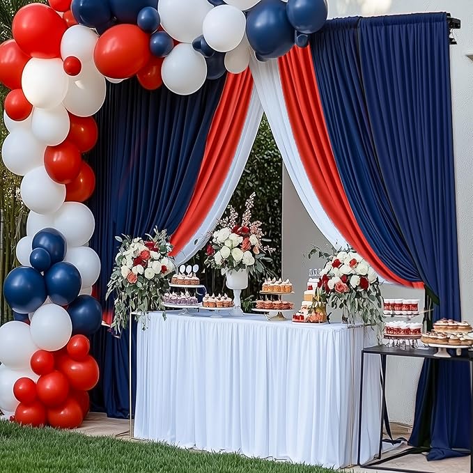 10×14ft Wrinkle Free Navy Blue Backdrop Curtain for Wedding Parties,2 Panels 5×14ft Height Soft Silky Polyester Photo Backdrop Drapes Curtains for Birthday Photography Stage Events Background Cloth