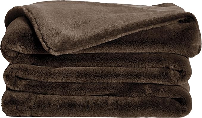 UnHide Lil’ Marsh - Faux Fur Blanket - Durable, Lightweight, Extra Soft Blanket - Machine Washable - Chocolate Hair, Medium (60" x 80")