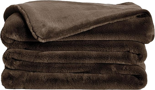 UnHide Lil’ Marsh - Faux Fur Blanket - Durable, Lightweight, Extra Soft Blanket - Machine Washable - Chocolate Hair, Medium (60" x 80")
