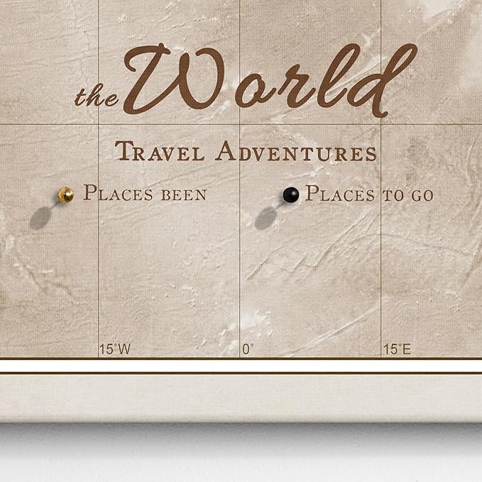 Canvas World Map with Cork Pin Board - English Lettering - Decorative Wall Decoration for All Rooms - Canvas Pictures with World Map Motif (150x100 cm, Pattern 17)