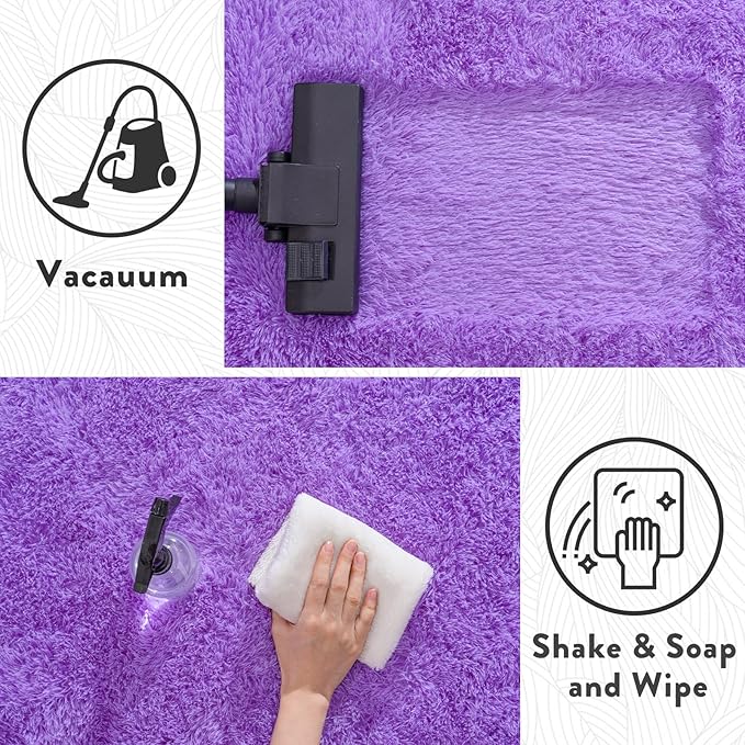 Fluffy Shag Rug 5x7 Purple Rugs for Bedroom, Soft Shaggy Rugs for Living Room, Non-Slip Fuzzy Plush Carpet for Kids Girls Room Dorm Home Decor