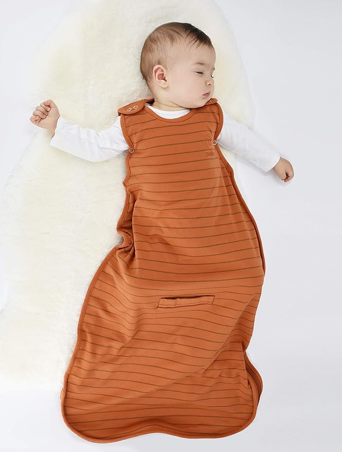 Woolino Merino Wool & Organic Cotton Baby Sleep Sack 2-24 Months – Ultimate 4-Season Baby Sleeping Bag, Universal Size Wearable Blanket, 2-Way Zipper & Adjustable Fit, Year-Round Use - Rust