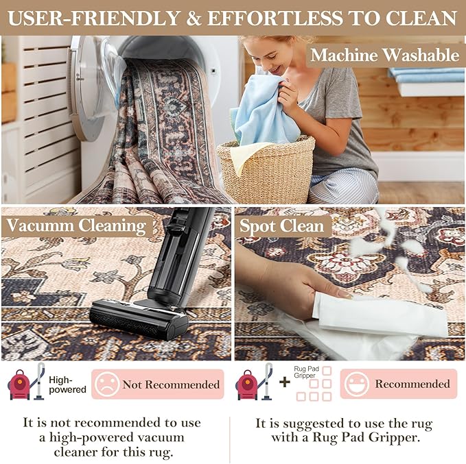 Machine Washable Rugs Nursery Rug 5x7 Cute Girl Non Slip Low Pile Water Repellent Soft Print Pattern for Bedroom Indoor Decor Kids Playroom Coffeebeige