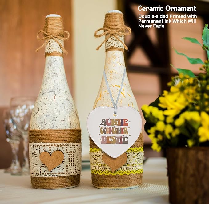 Heart Shaped Ornament-Godmother Proposal Gift for Aunt Best Friend Women-Christening Baptism Thank You Appreciation Present-Mother’s Day Christmas Keepsake Home Decor