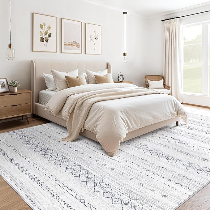 Area Rugs for Living Room Washable Living Room Rug Soft Neutral Indoor Floor Carpet Non-Slip Stain Resistant Modern Boho Rugs for Bedroom Dining Room Kids Room Nursery Office Home Brown