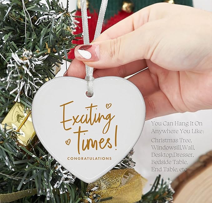 Heart Shaped Christmas Ornament-Congrats Wedding Engagement Keepsake-Party Celebration Decor-Good Luck You've Got This Motivational Present with Gift Box