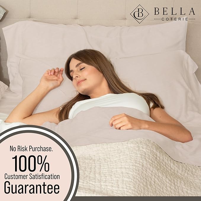 Bella Coterie Luxury Bamboo Viscose Cal King Size Sheet Set | 100% Organically Grown | Ultra Soft | Cooling for Hot Sleepers | 18" Deep Pocket [Dune]