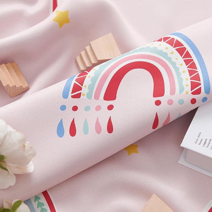 jinchan Nursery Blackout Curtains for Kids Room Rainbow Pink Curtains Cute Girls Bedroom Dorm Playroom Window Treatment Grommet Thermal Insulated Room Darkening 2 Panels 63 Inch Length