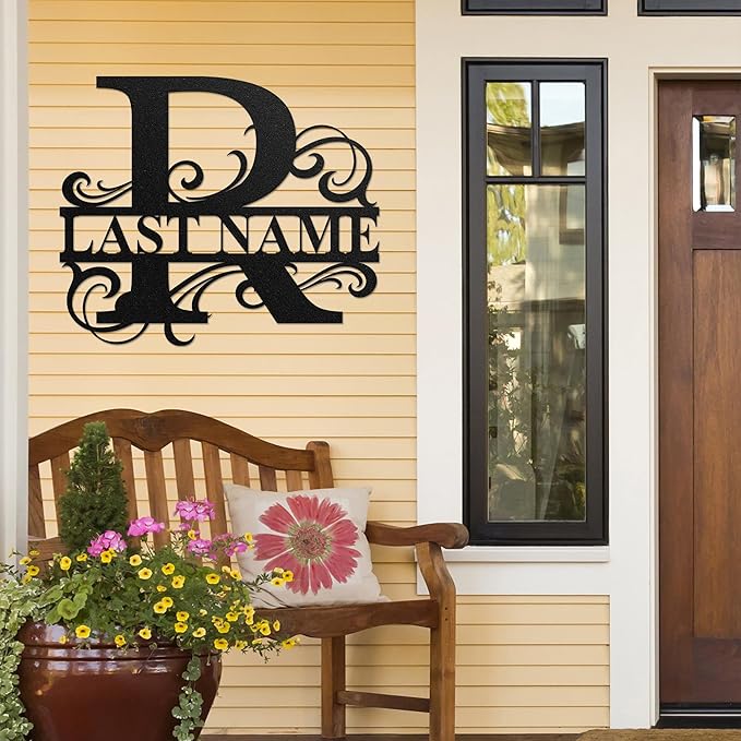 LULLBABYMALL Custom Metal Signs - Last Name Sign, Split Letter Monogram, Letter R, Family Name Wall Art, Outdoor Metal Signs, Personalized Wedding Gift