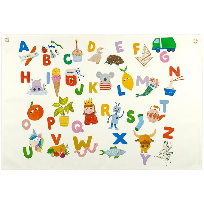 Educational Alphabet Numbers Rectangular Banner Flag Sign Wall Decor Gift for Baby Boy Girl Kids,Nursery Homeschool Bedroom Reading Room-ABC Theme-Baby Present Shower,Birthday Christmas Gift