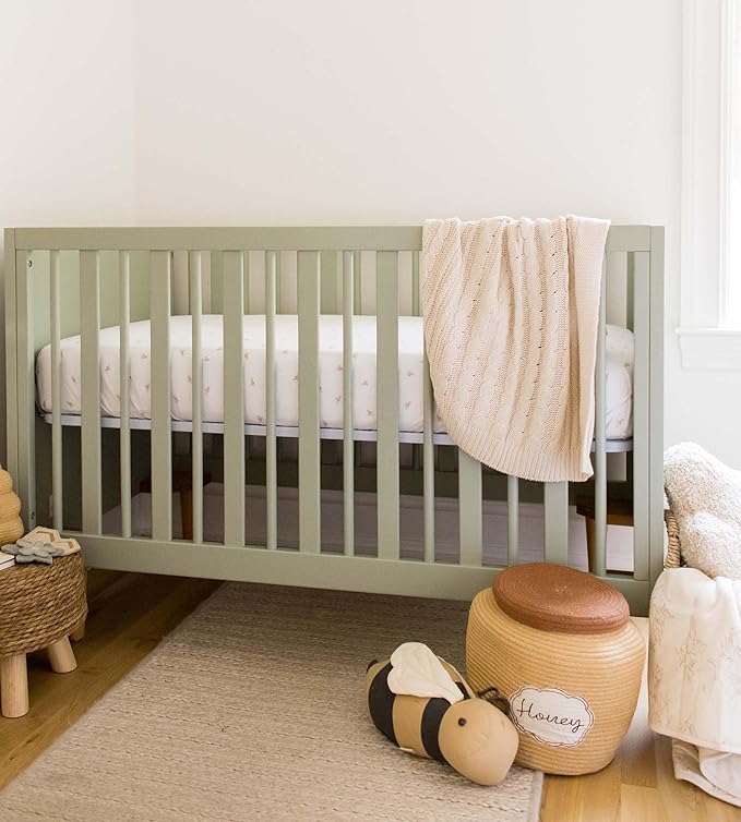 Burt's Bees Baby Essential Organic Cotton Fitted Crib Sheet, Breathable for Boy Girl Standard Crib & Toddler Mattresses