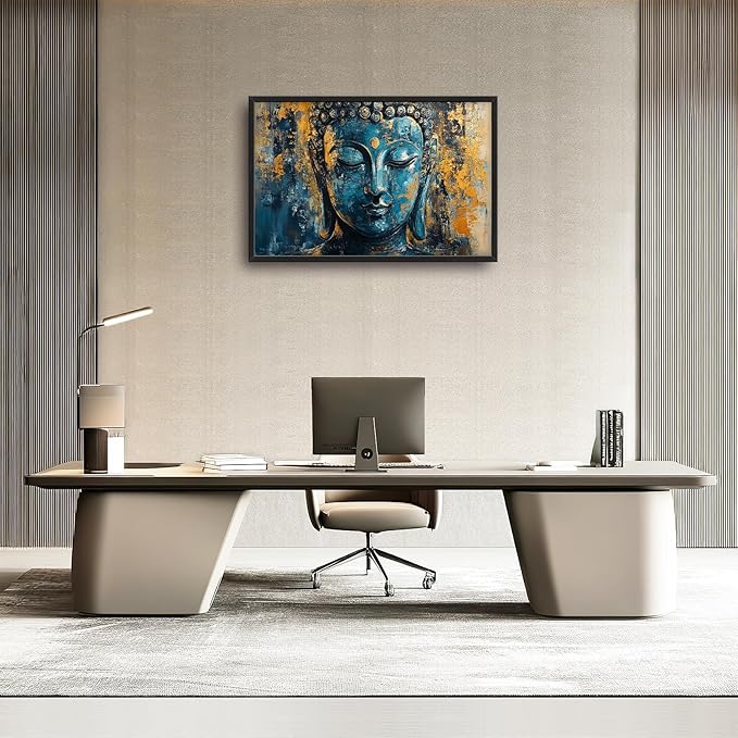 Olivine Buddha Wall Art, Zen Pictures Wall Decor, Religious Canvas Prints Painting, Framed Artwork for Bathroom Bedroom Living Room Office Home Spa Mediation Room Decoration 36"x24"
