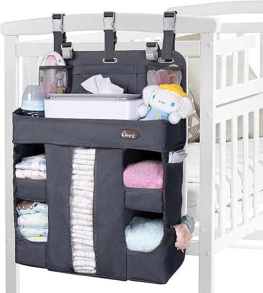 HHZ XL Hanging Diaper Caddy Organizer –Sturdy and Durable Baby Organizer – Diaper Stacker for Changing Table, Crib, Playard or Wall & Nursery Organization