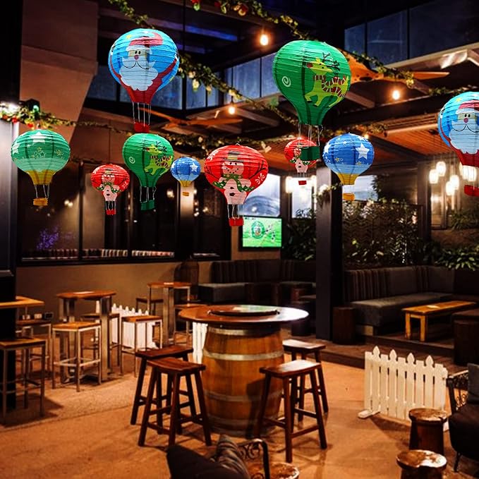 ADLKGG Hanging Hot Air Balloon Paper Lanterns Set, Party Decoration Birthday Wedding Christmas Party Decor Gift, 12 inch, Pack of 5 Pieces