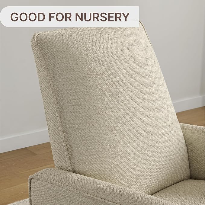 Swivel Rocker Recliner Chair, Nursery Glider Recliner Manual Rocking Comfy Upholstered Fabric Reclining Single Sofa for Nursery Bedroom Living Room