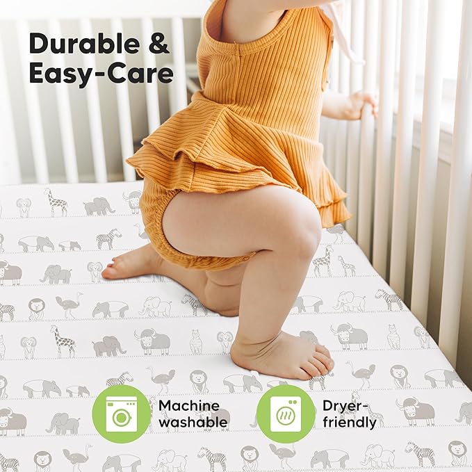 KeaBabies 2-Pack Baby Crib Sheets for Boys, Girls - 52x28 Viscose Derived from Bamboo Toddler Bed Sheets Neutral, Fitted Crib Mattress Cover for Standard Baby Bedding, Soft & Cozy (Savannah)