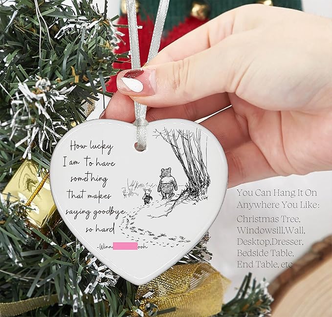 Friendship Gift for Goodbye Leaving Going Away Farewell How Lucky I Am to Have You-Ceramic Heart Shaped Ornament Keepsake-Desk Sign Decor-Double-Sided Printing-Appreciation Present