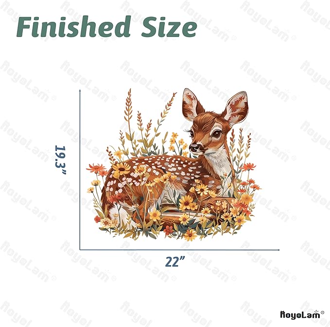 Cute Sitting Sika Deer with Flower Wall Decal Nursery Fawn Woodland Animal Wall Sticker Removable Peel and Stick Wall Art Decor for Kid Baby Classroom Preschool Living Room Bedroom School