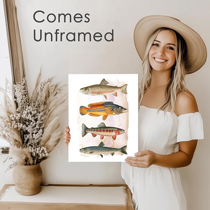 DREAM BIG PRINTABLES Vintage Fishing Decor Art Print - Unframed - 8x10 | Farmhouse Decor | Wall Art for Cabin, Lake House, or Fishing Enthusiast | Made in USA