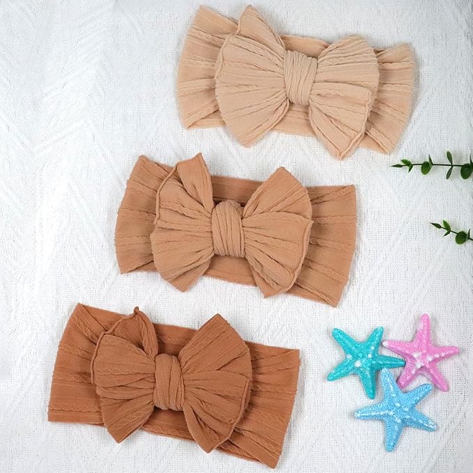 6 Pcs Baby Hair Bows Double Bows Headbands Baby Girls Nylon Headband Soft Hairbands Hair Accessories for Newborn Infant Toddler Kids