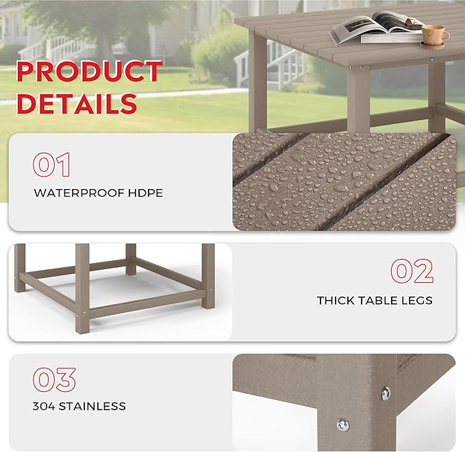 Costaelm Outdoor Kids Table, Toddler Dinner Table Baby Desk Outdoor Childrens Party Tables for Arts & Crafts, Snack Time, Multi-Activity Desk for Ages 2-8 in Classroom/Outside, Weathered Wood