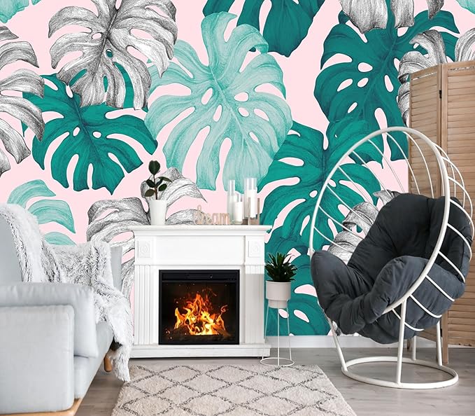 XMPMBM-Tropical Leaf Botanical backsplash Large Decorative Wallpaper Banana Leaf Plant Bedroom Bathroom Wall Mural- W 88" X H 59"（36 Square Foot）
