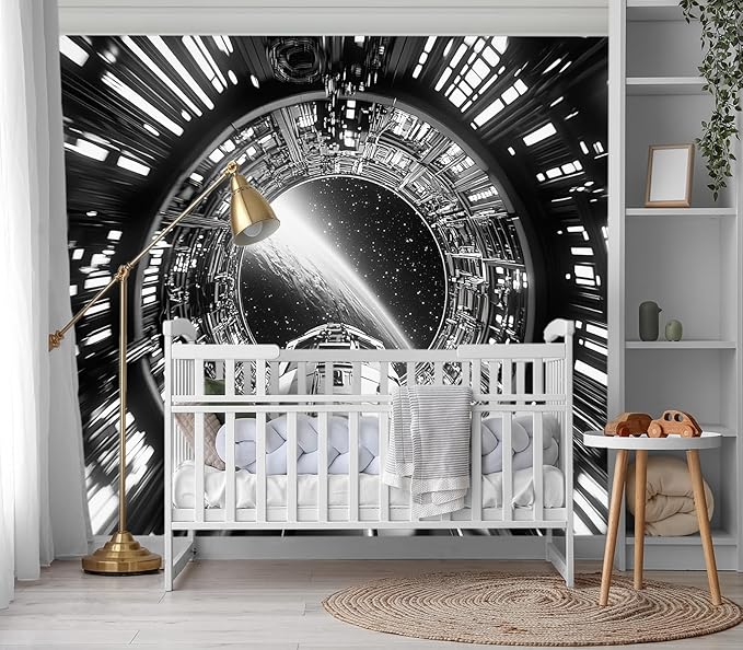 XMPMBM-Capsule Space backsplash Large Decorative Wallpaper Starship Nursery Room Boys Bedroom Bathroom Wall Mural- W 88" X H 59"（36 Square Foot）