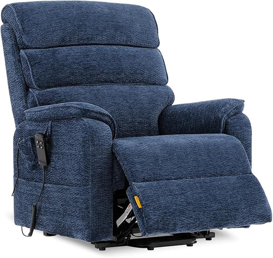 DYNOX 400lbs Big Man Lift Chair Large-Wide Power Dual Motor Lift Recliners Chairs Lay Flat Chair with Infinite Positions, Heat & Massage, (9298,Chenille,Blue)