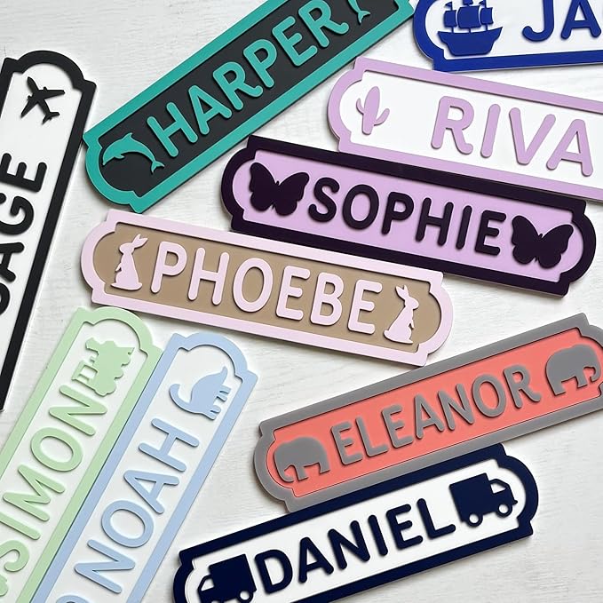 Custom Name Signs for Kids’ Bedrooms, Playroom Signs, Boys and Girls Door Signs, Baby Room Decoration (Small - 11.5 x 3”)