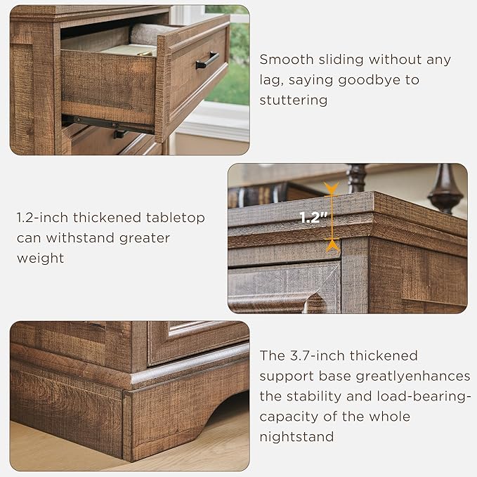 ACCOHOHO Farmhouse 8 Drawers Dresser Chests for Bedroom,52" Wide Wood Rustic Chest of Drawers with Metal Handle,Natural Texture,Drawer Organizer for Bedroom,Living Room,Hallway and Entryway,LB