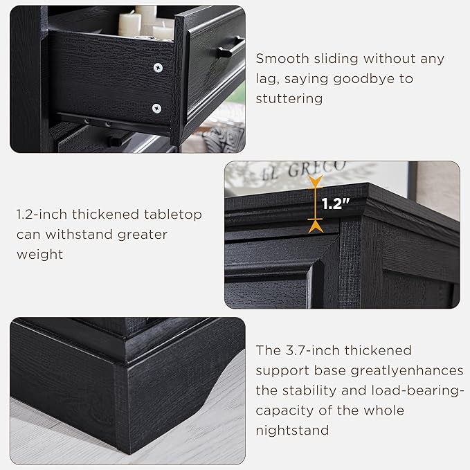 ACCOHOHO Farmhouse 5 Drawers Dresser Chests for Bedroom,46" Tall Wood Rustic Chest of Drawers with Wide Metal Handle,Natural Texture,Drawer Organizer for Bedroom,Living Room,Hallway and Entryway,Black
