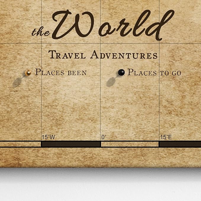Canvas World Map with Cork Pin Board - English Lettering - Decorative Wall Decoration for All Rooms - Canvas Pictures with World Map Motif (90x60 cm, Pattern 1)