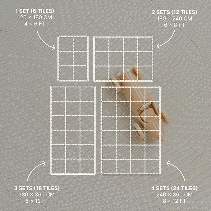 Toddlekind Playmat - Premium Foam Playmat, 4 x 6 feet, 6 Tile Extra Thick Foam Floor Puzzle Mat for Babies/Toddlers Stylish, Non-Toxic, Odorless. Perfect for Tummy Time, Crawling, & Play. 0m+ (Cream)