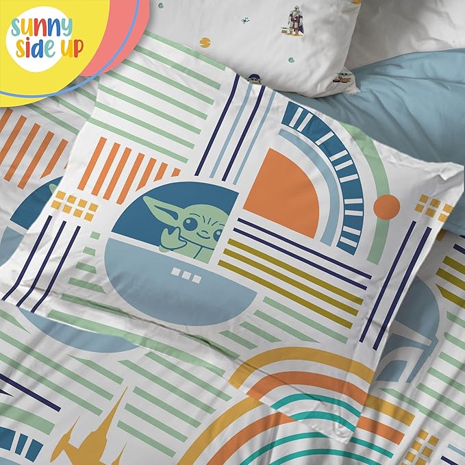 Sunny Side Up Kids Comforter Set Includes Sheets and Pillow Covers - Soft and Cozy Bed Set for Stylish Room Decor, Multicolor - The Mandalorian, 5 Piece Twin Size Bedding