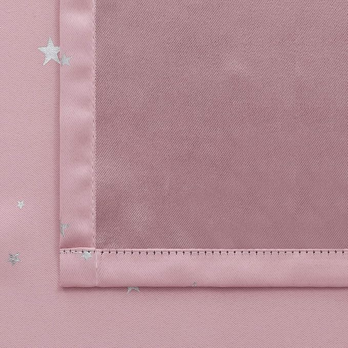 BGment Kids Blackout Curtains for Bedroom, Rod Pocket Room Darkening Curtains Decoration Thermal Insulation Window Drapes for Nursery, Children Room, 2 Panels, Each 42 x 84 Inch, Light Pink