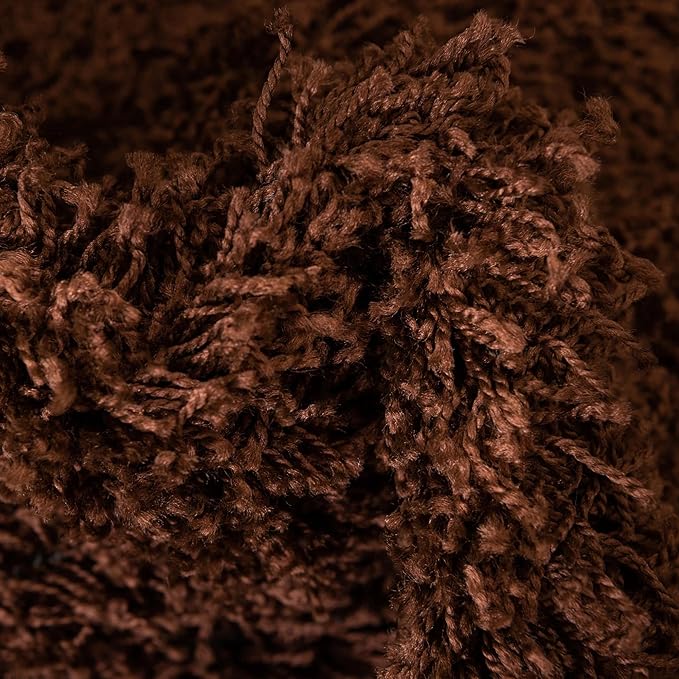 Unique Loom Solid Shag Collection Area Rug (8' x 10' Oval, Chocolate Brown)