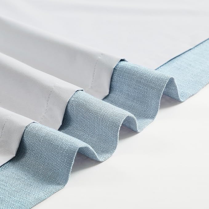 Dusty Blue Pinch Pleated Full Blackout Curtains Linen Texture Noise Reducing Window Treatment Panel 102 Inch for Living Room Bedroom Thermal Insulated Back Tab Drapes with Hooks, 2 Panel, 40"Wx102"L