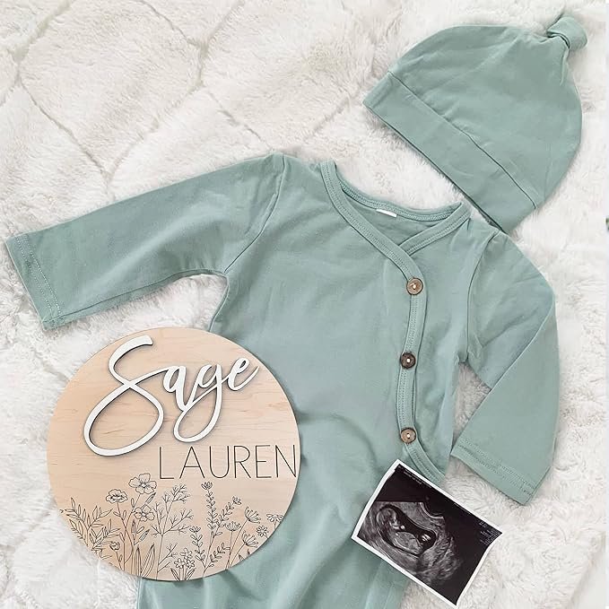 NAZENTI Personalized Baby Name Announcement Wooden Signs, Custom Birth Announcement Sign For Hospital, Birth Stat Sign For Decor, Gifts For Baby Girl Or Boy Shower, Baby's Arrival Gifts