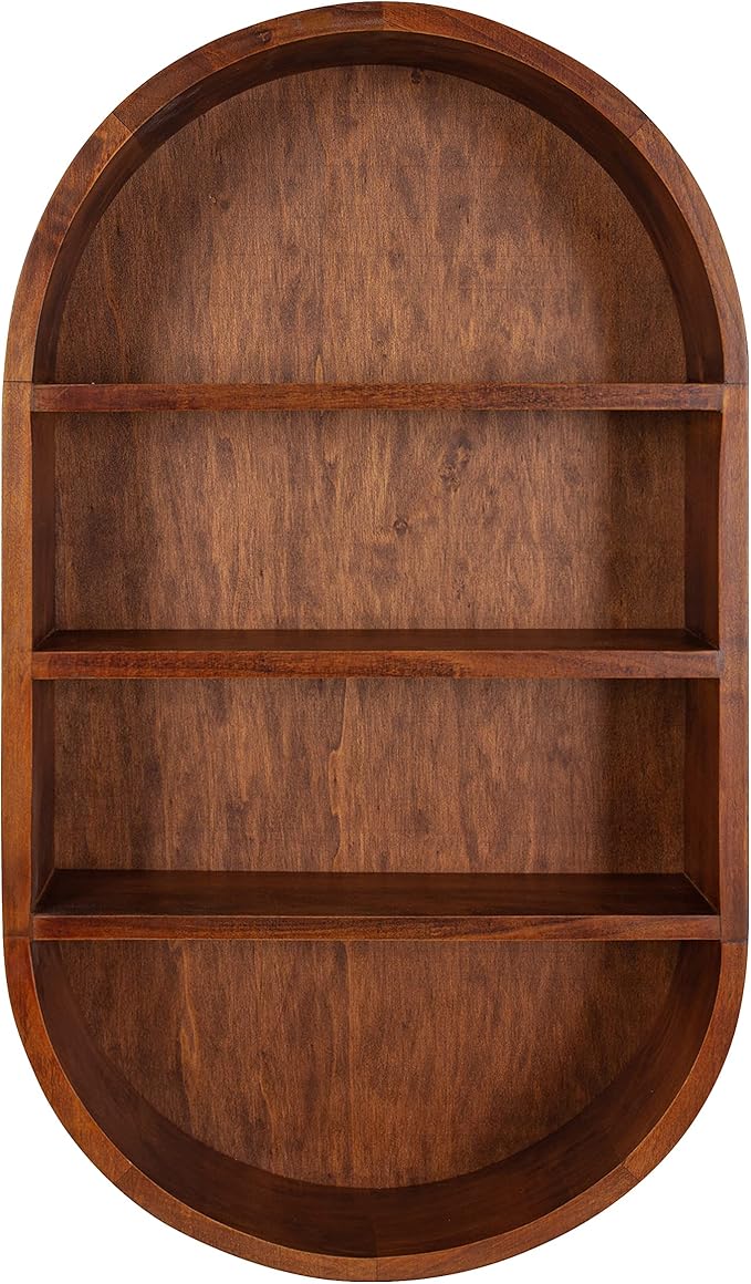 Kate and Laurel Hutton Midcentury Capsule Wall Shelf; 16 x 28; Walnut Brown; Geometric Decorative Shelves for Wall