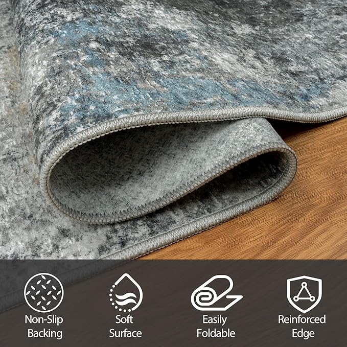 9x12 Area Rugs for Living Room Rug Washable: Abstract Large Rug for Dining Room Bedroom Carpet Non Slip 9 by 12 Indoor Modern Nursery Home Office Black Gold