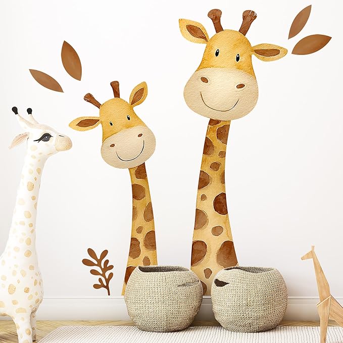 Giraffe Wall Decal,Cute Colorful Safari Animal Giraffe Wall Stickers Decoration for Kindergarten, Nursery, Boys and Girls Bedroom Wall Decoration