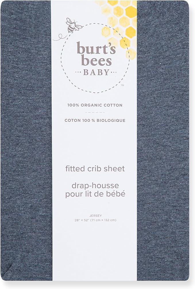 Burt's Bees Baby Essential Organic Cotton Fitted Crib Sheet, Breathable for Boy Girl Standard Crib & Toddler Mattresses