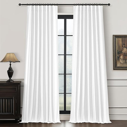 100 Inch Curtains Complete Blackout Curtains for Bedroom 2 Panels Set, Large Window Custom Length 100 Inches Long Neutral Thermal Drapes for Sliding Glass Doors (W50 xL100 2Pcs)