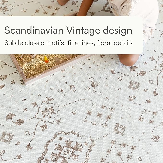 Lillefolk Baby Play Mat for Floor – 6x8ft Vintage Coffee | Soft Non Toxic Premium EVA Foam Tiles for Tummy Time, Crawling & Playroom – Waterproof Floor Mat for Babies & Toddlers (12 Tiles)