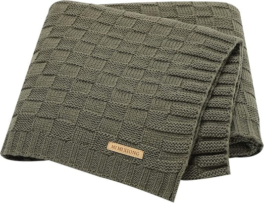 LAWKUL Baby Blankets Cable Babe Blanket Checkered Soft Cuddle Newborn Infants Receiving Swaddle Boys Girls Dark Green 40"x30"