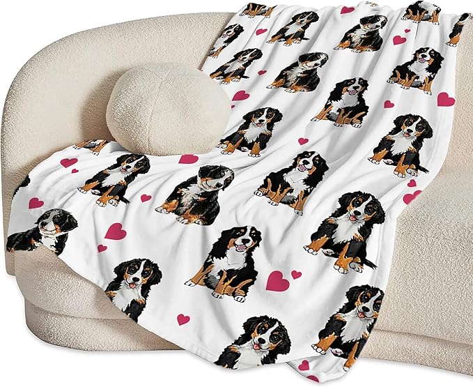 Bernese Mountain Dog Blanket Bernese Mountain Dog Gifts and Decor Cute Dog Throw Blanket Dog Blanket for Girls Women Kids Adults Soft Warm Cozy Fleece Blanket for Couch Sofa Bed 60"x50"