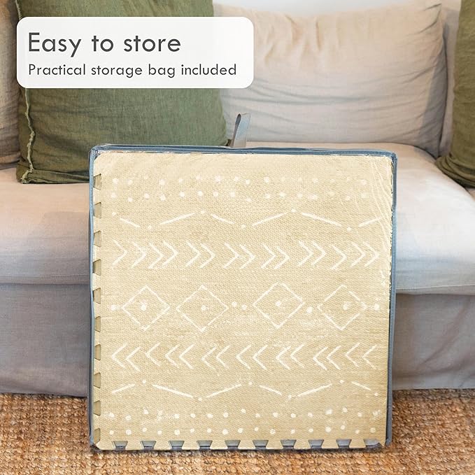 Lillefolk Baby Play Mat for Floor – 4x6ft Beige | Soft Non Toxic Premium EVA Foam Tiles for Tummy Time, Crawling & Playroom – Waterproof Interlocking Floor Mat for Babies & Toddlers (6 Tiles)