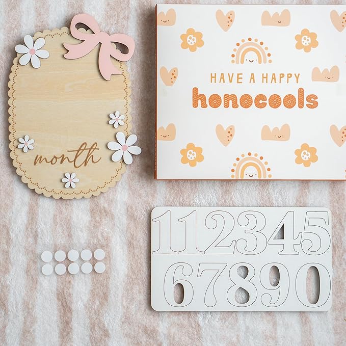 Baby Monthly Milestone Sign,1-12 Monthly Baby Milestone, Month Milestone Baby Girl, Baby Months Milestone, Newborn Photography Props Double-Sided (B13)