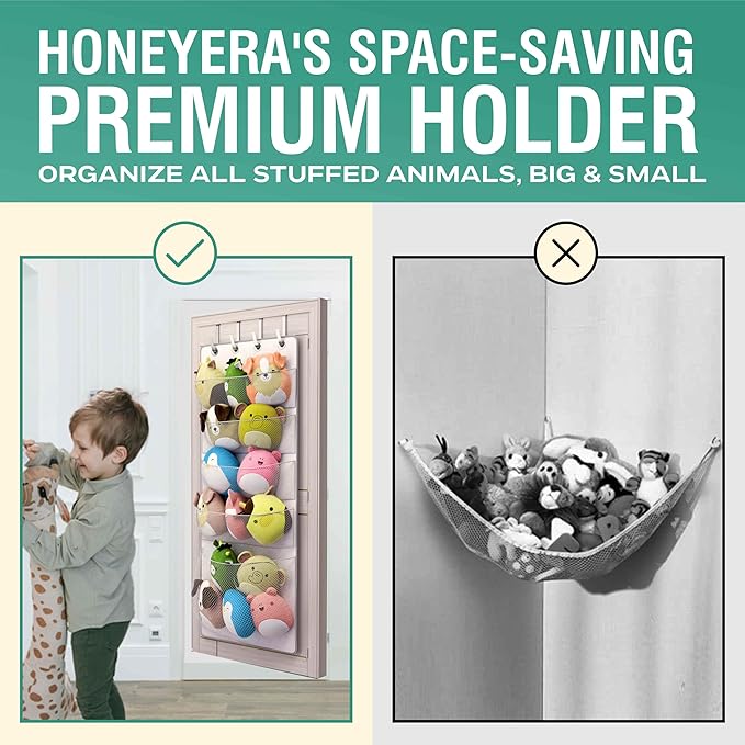 Squishmallow Holder - Over The Door Space Saving Storage Solution with 5 Large Pockets - Quick 1-Minute Installation - Organize and Display Squishmallows - Durable and Easy Access for Kids