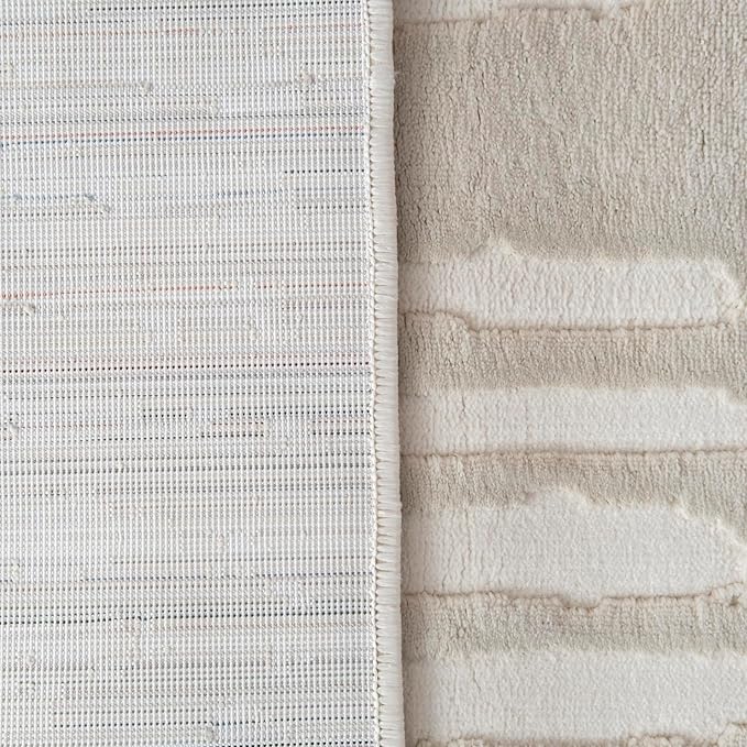 Revival Rugs Shell 2'7"x4'11" Machine Washable Area Rug for Kitchen Bedroom - 100% Recycled Oeko-TEX Certified, Medium Pile, Beige, Cream